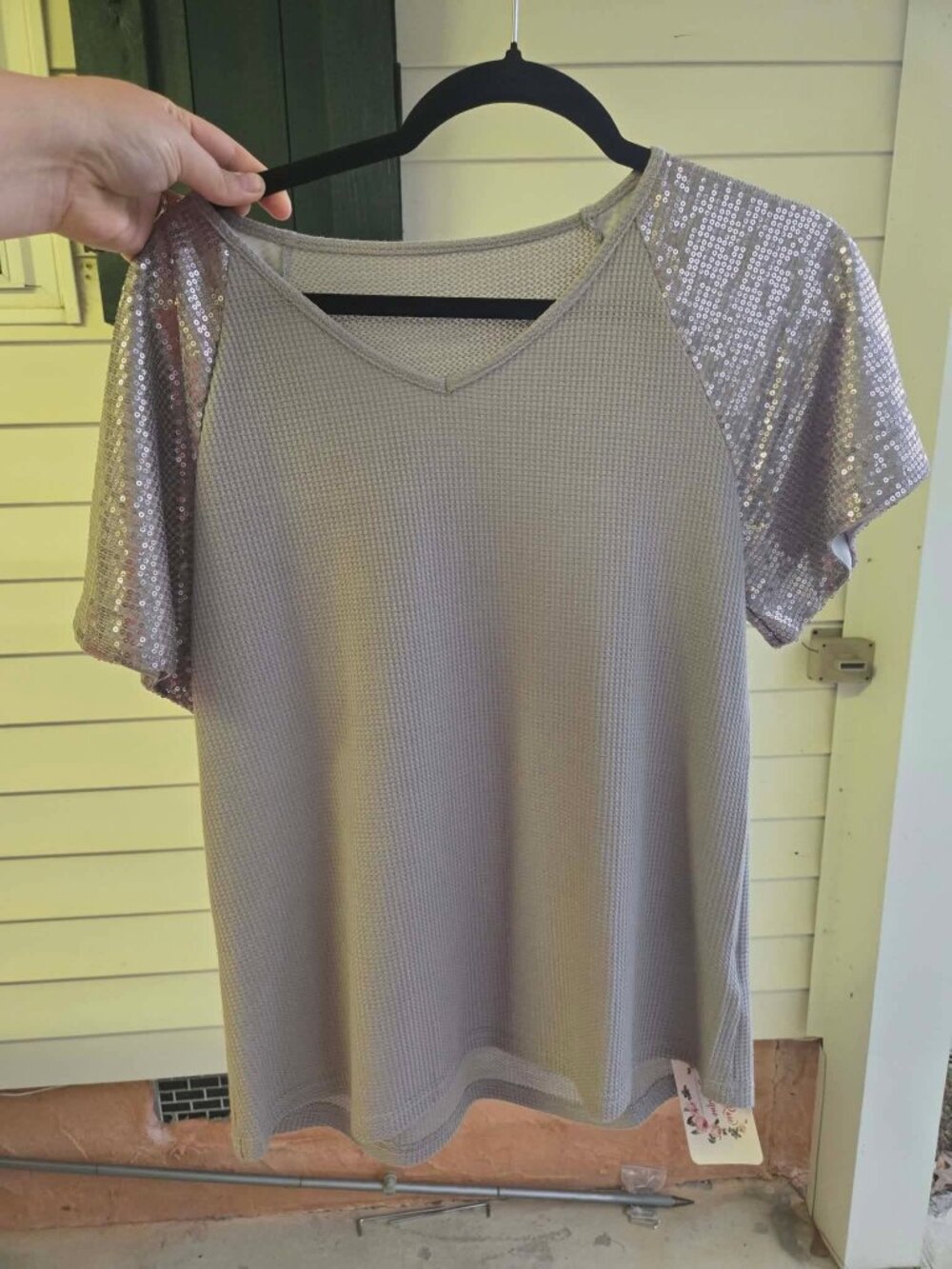 Gray Sparkle Top